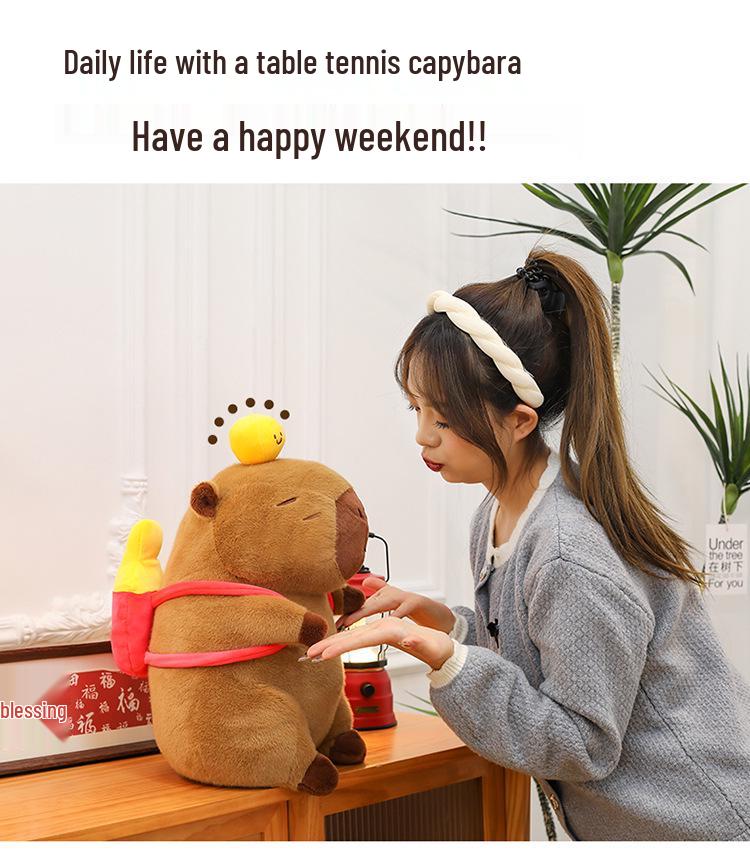 Capybara Table Tennis Plush Doll - Birthday Gift Plush Toy Pillow for Girls