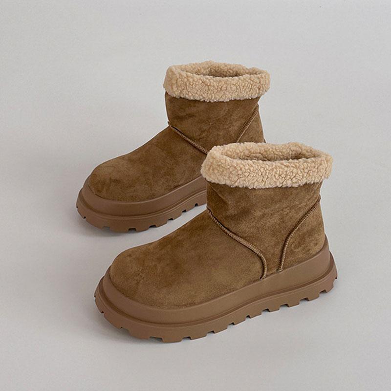 Fashion Comemore Retro Fluffy Splicing Thick Bottom Snow Boots Winter Fashion Short Padded Warm Flat Ankle Boots Casual Cotton Shoes