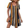 2026 Womens U-Neck Printed Midi Dress Casual Loose Fit Everyday Wear