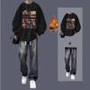 Men's Trendy Autumn/Winter Sweatshirt & Jeans Two-Piece Set for Teen Students