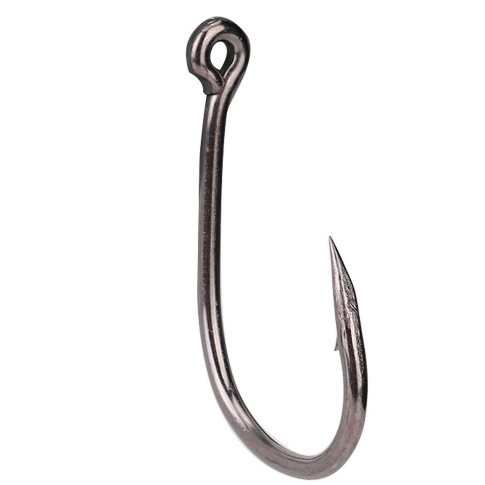 100PCS High Carbon Steel Fishing Hooks with Sharp Barb Hook Fishers Accessory Black with Hole