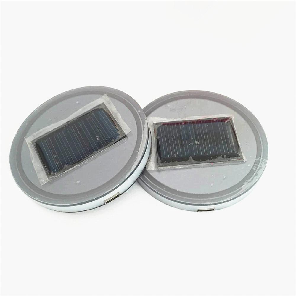Pair 68Mm Round Solar+Usb Charging Car Cup Holder Bottom 7 Color Rgb Led Lights
