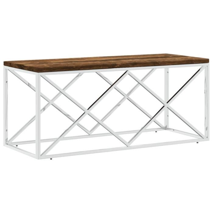 VidaXL Coffee Table Stainless Steel and Solid Reclaimed Wood 349965