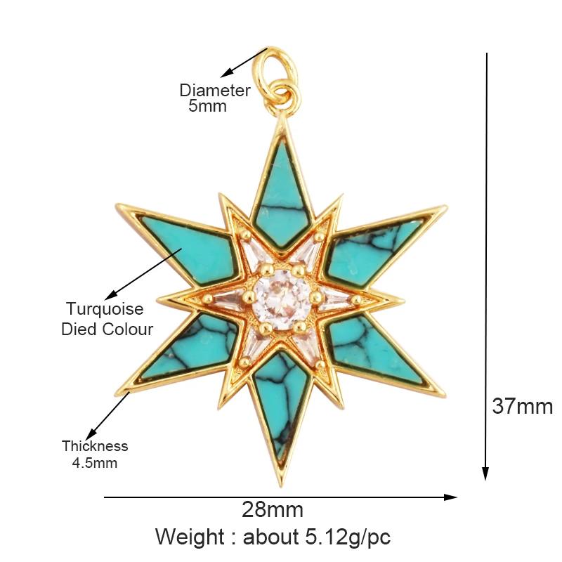 New Trendy Shining Space Sun Moon Star Charm Pendant, Gold Inlaid Cubic Zirconia Jewelry Necklace Bracelet Making Supply L44