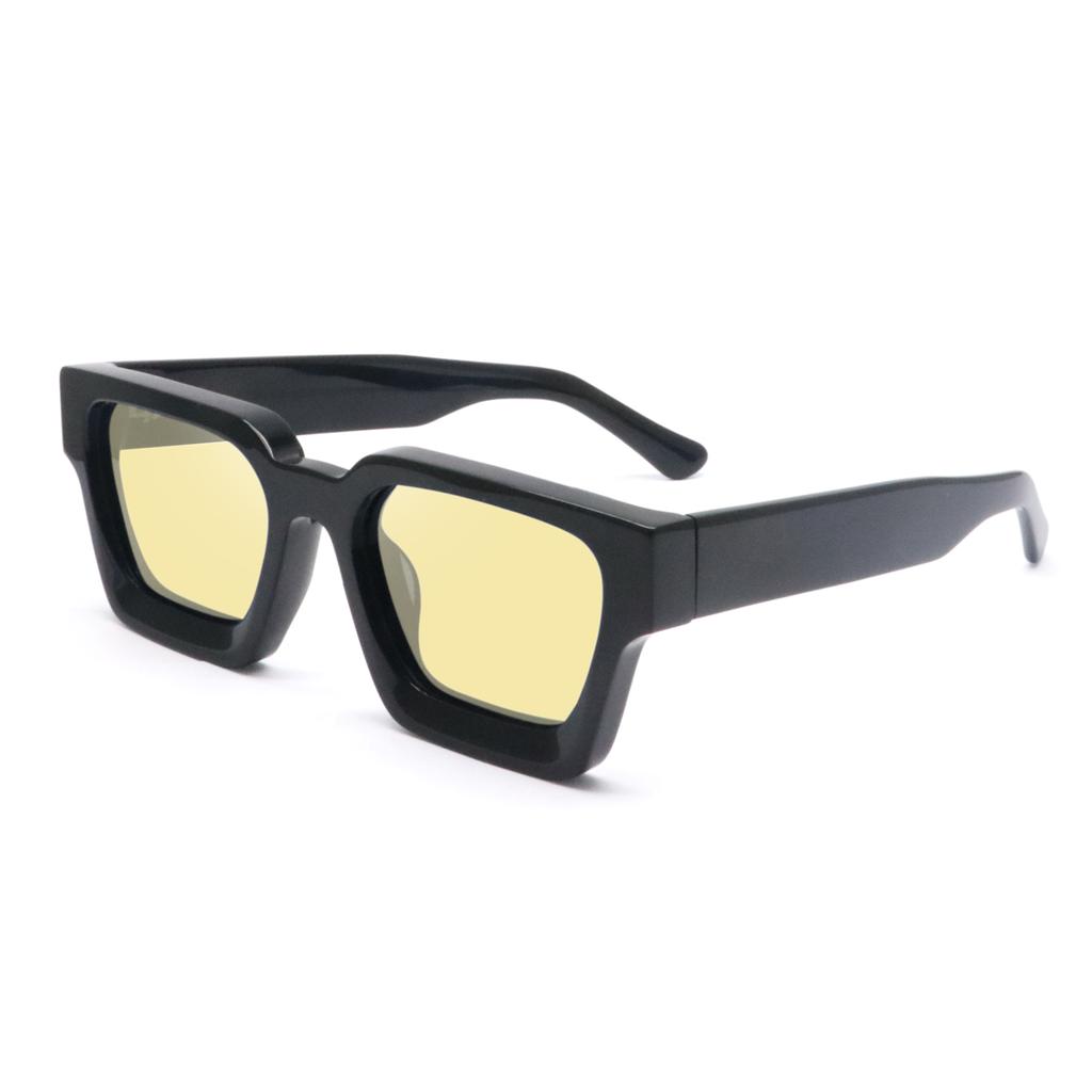 Luxury Vintage Black Square Oversize Sunglasses Acetate Polarized Custom Logo Thick Sun Glasses for Men Women Transparent