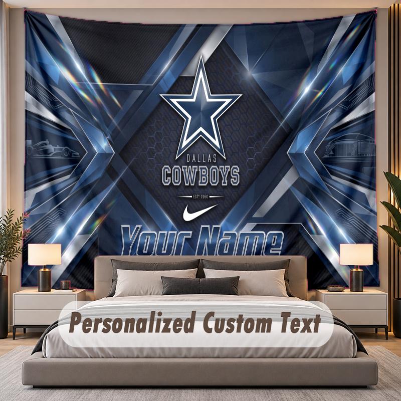 Custom Name Text Tapestry Dallas Cowboys Personalized Polyester Wall Tapestry For Bedroom And Room