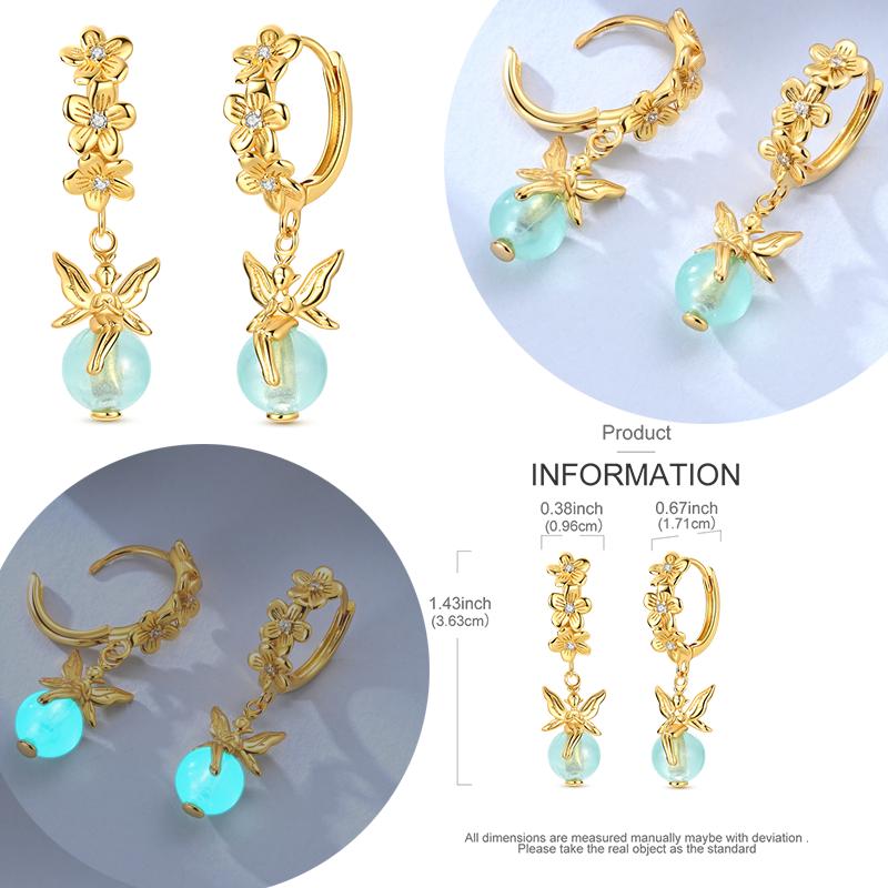 925 Silver Hoop Earrings Bow Bee Cherry Butterfly Feather CZ Zircon Earrings For Women DIY Making Jewelry Gift