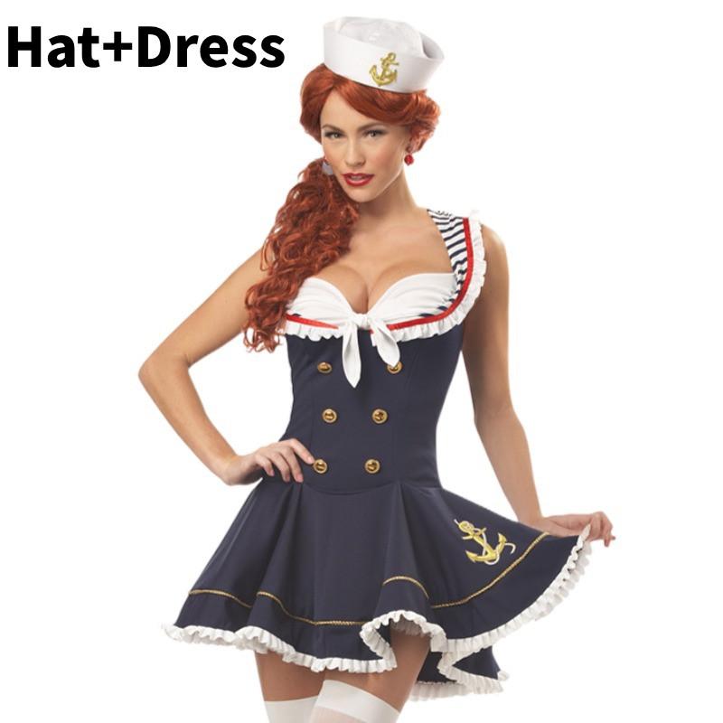 Sexy Ladies Halloween Sassy Sailor Girl Party Costume Naval Fancy Outfit Dress