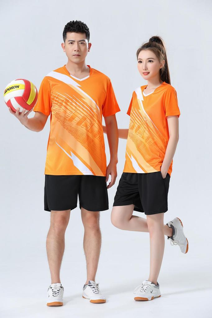Quick-Dry Unisex Volleyball & Badminton Sports Set: Short Sleeve Jersey