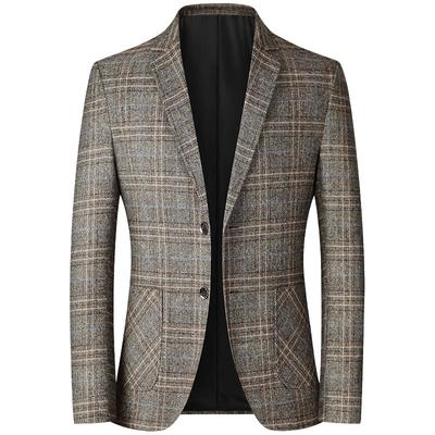 Spring Autumn Blazers Men Slim Fit British Plaid Formal Suit Jacket Party Wedding Business Casual Blazers Men's