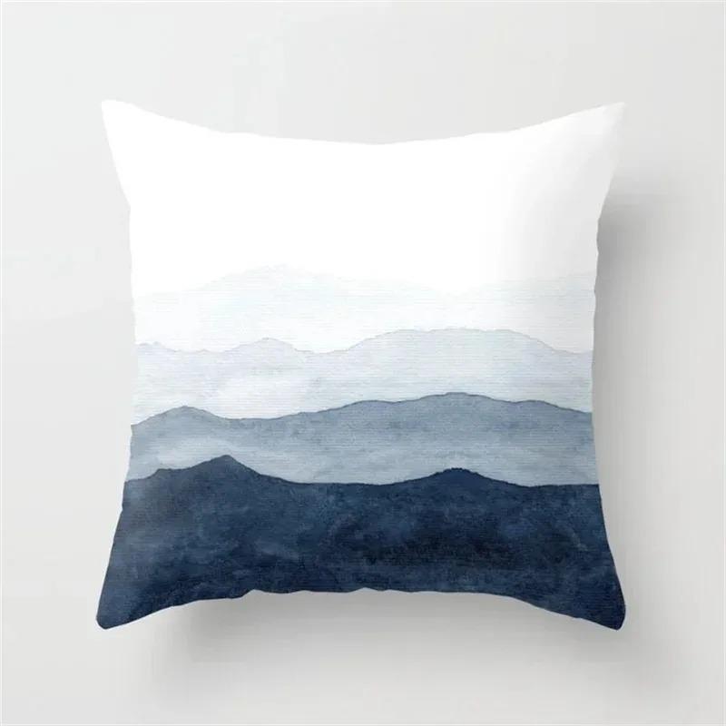 Indigo watercolor floral pattern Doublesided Printed pillow cover Short plush Suitable living rooms sofas throw cushion cover