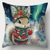 Home Decor Christmas Animals With Cup Of Coffee Pillow Covers Pattern Cushion Cover Suitable For Sofa Bedroom Car Pillow Cover