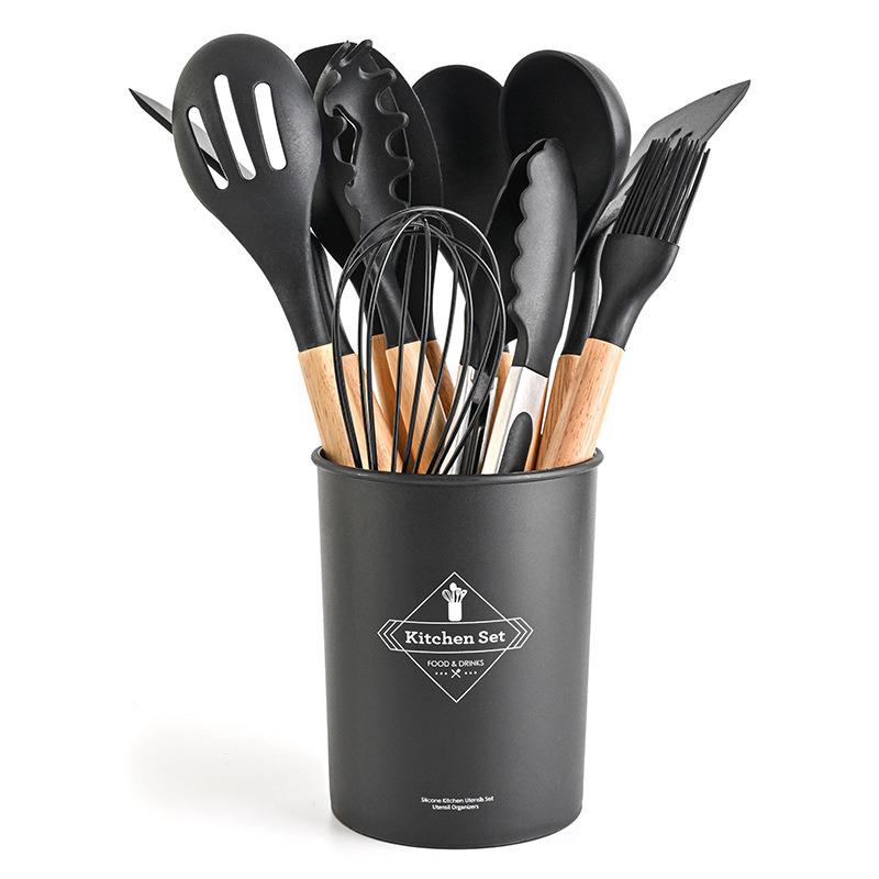 12-Piece Lightweight Silicone Kitchenware Set: Spatula, Whisk & More. Multiple Colors. Safe for Non-Stick Pans.