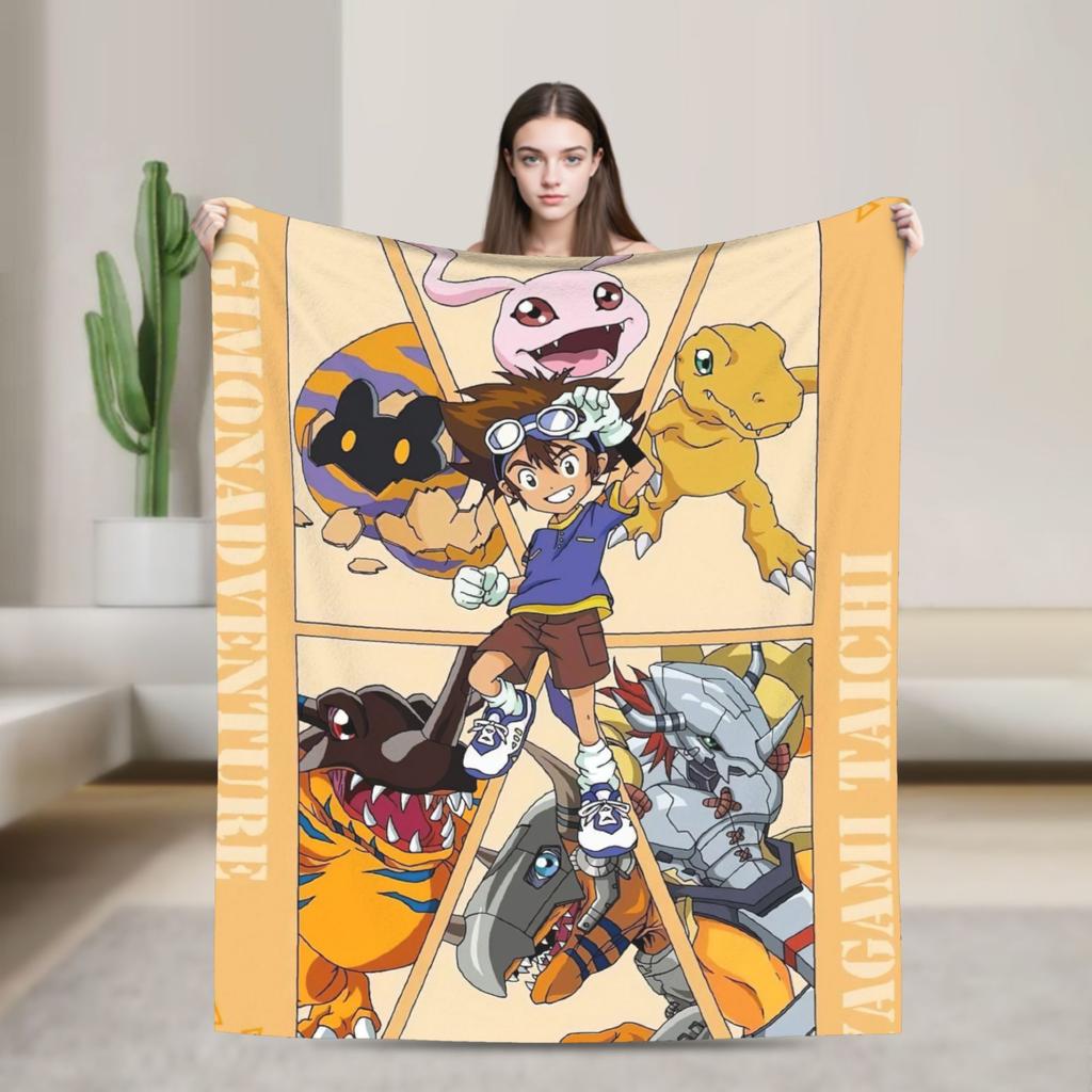 Jyarimon Gigimon Guilmon Growlmon Evolution Knitted Blankets Digimon  Wool Throw Blankets Summer Bedspreads