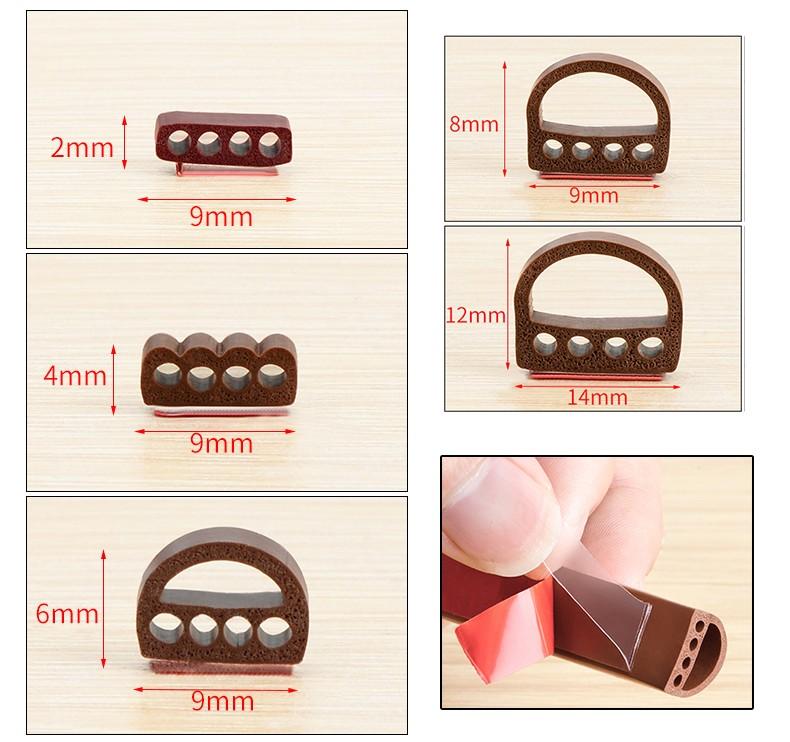 6M/lot D/I Type Siliconen Rubber Afdichtingsstrip Voor Deur / Raam Geluidsisolerende Strip Zelfklevende Tape