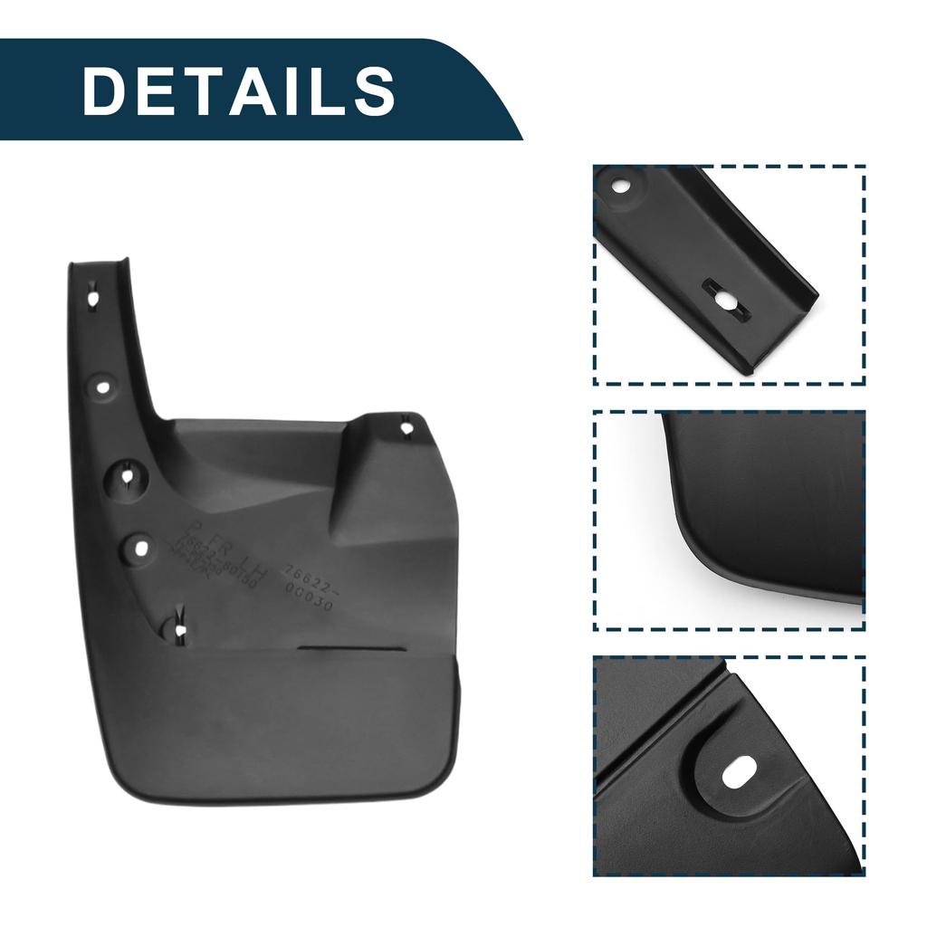 TUCKBOLD Front and Rear Mud Flaps with Mounts for Toyota Land Cruiser Prado FJ150 (2010-2018)