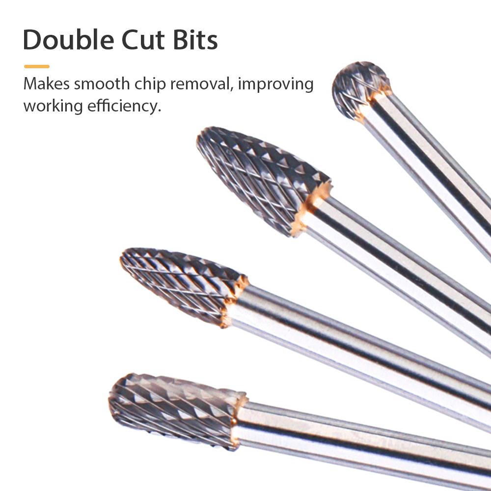 

4Pcs Tungsten Steel 1 4 Shank Rotary Cutting Burrs 10mm Cutting Edge Diameter 150 160mm Length for Carving Polishing серебряный