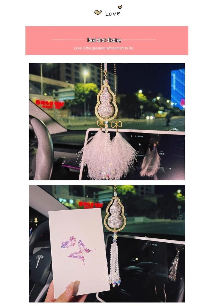 Luxury Gourd Diamond Car Pendant: High-End Rearview Mirror Decoration for Peace & Elegance