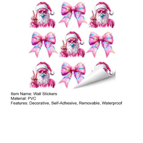 Festive Window Clings Christmas Wall Stickers, Self-Adhesive Decals for Home Holiday Party DIY Murals Decor, Waterproof PVC Art Decor