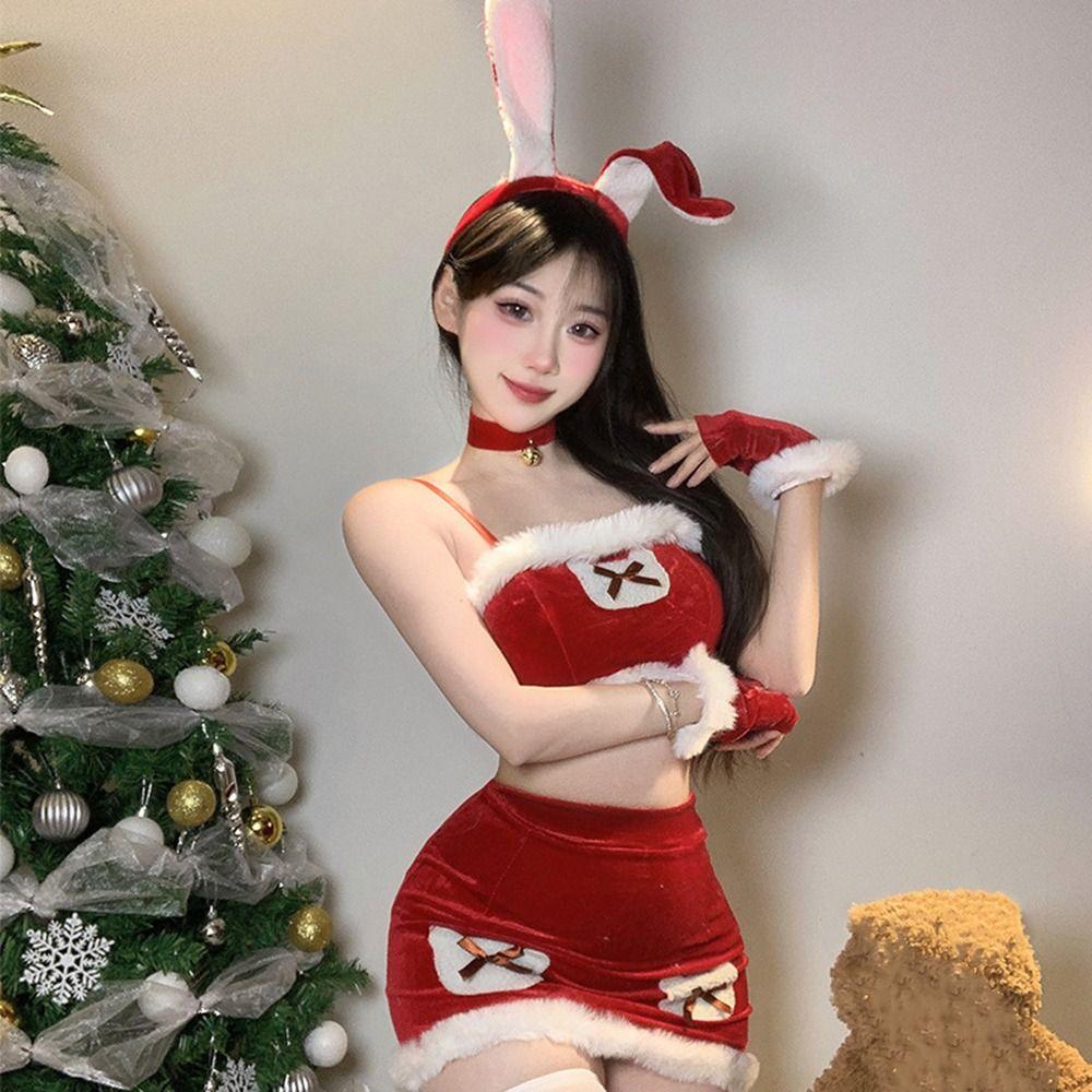 Red Velvet Santa Claus Coat Xmas Cosplay Outfit Fashion Cosplay Costumes Holiday Party