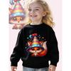 Kids Crewneck Sweatshirt, Festive Party Fox Graphic Print, Soft Casual Long Sleeve Pullover