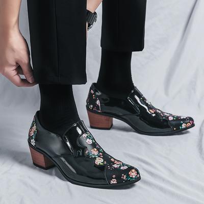 2024 High-heeled Men's Quality Patent Leather Shoes White Wedding Shoes Size 38-46 Leather Soft Man Dress Shoes Nighclub Shoes