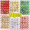 24pcs/box Mini Electroplated Christmas Balls Ornaments Xmas Tree Pendant Decoration Hanging Ball Party Home Decor Festival Gifts