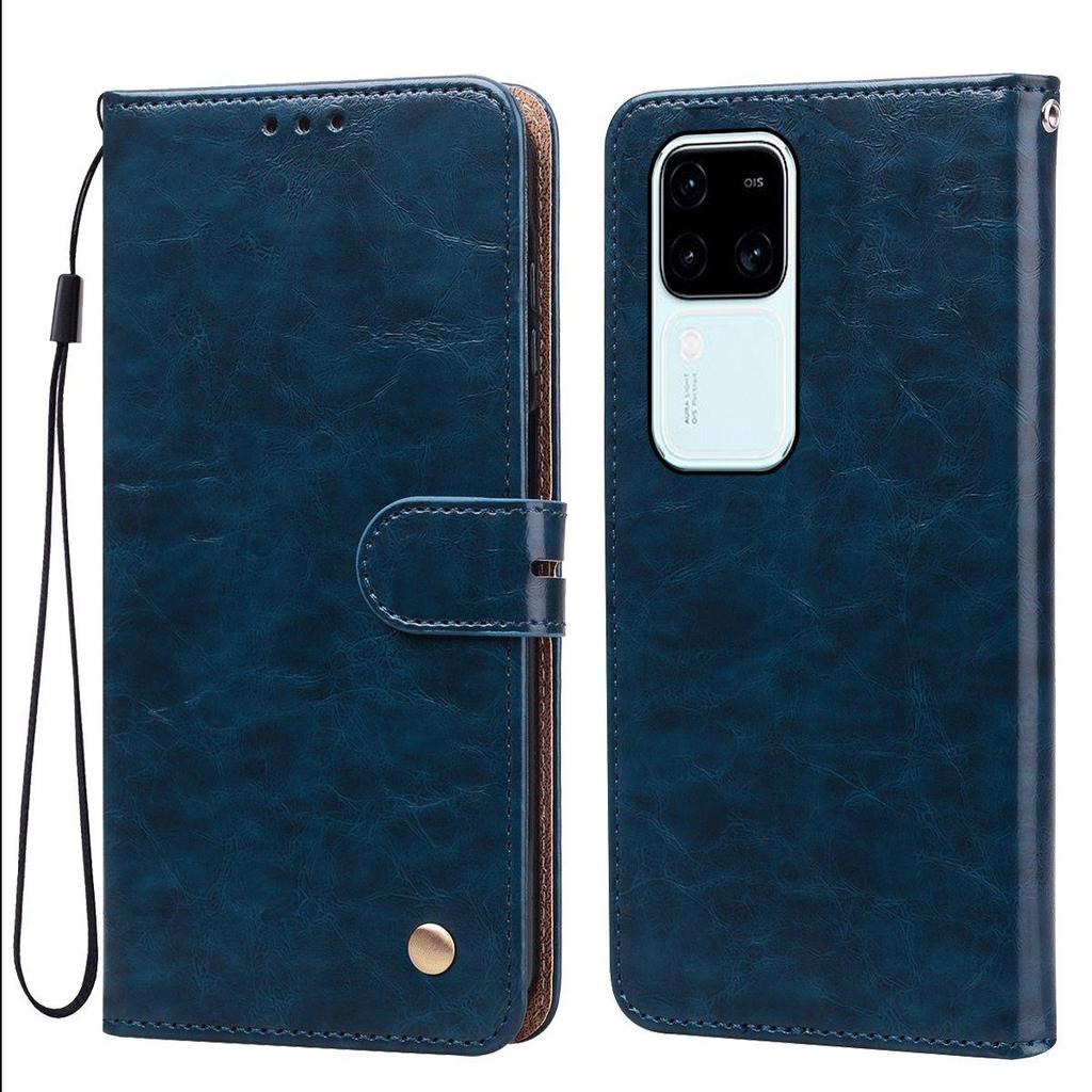 Vintage Crazy Horse Texture PU Leather Flip Wallet Phone Case for Vivo V30 Pro,V30 Card Holder Kickstand Shockproof Protective Cover