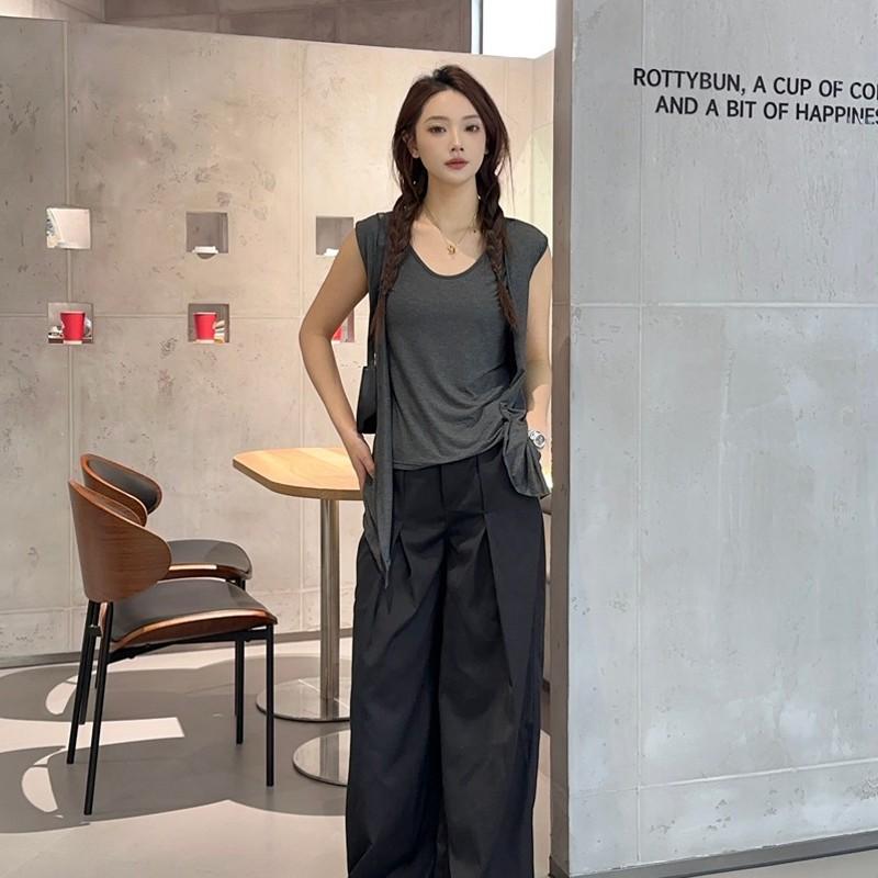 M to 6XL Plu size Women's Faux 2 Piece Tank Top with Cardigan Layered Look Open Front Sleeveless Vest Summer Modal Slim Fit Streetwear Camisole