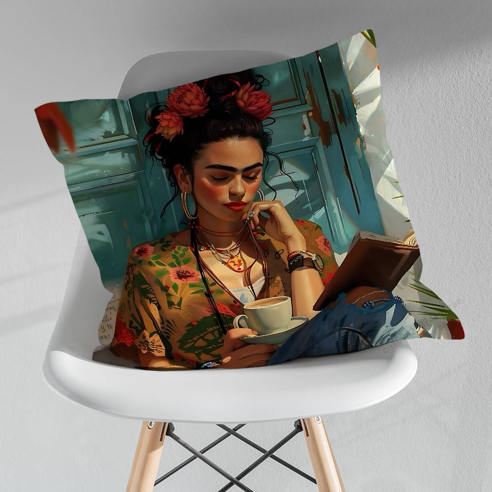 FFridas KKahlo Artiste Pillowcase for Sofa Room Office Decor Printing  Merchandise AllMatch Cushion Cover