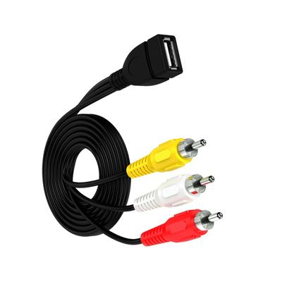 USB A Female To 3RCA RGB Male TV Audio Video Composite Adapter Converter Cable Cord Component Lead 3RCA Cable