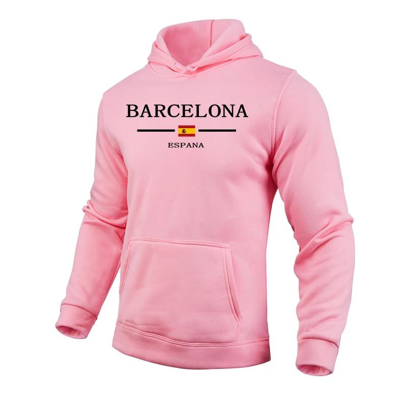 Barcelona Fashion Hoodies for Men All Season Daily Casual Sports Hooded Sweatshirts Male Home Outdoor Comfort Fashion Pullover