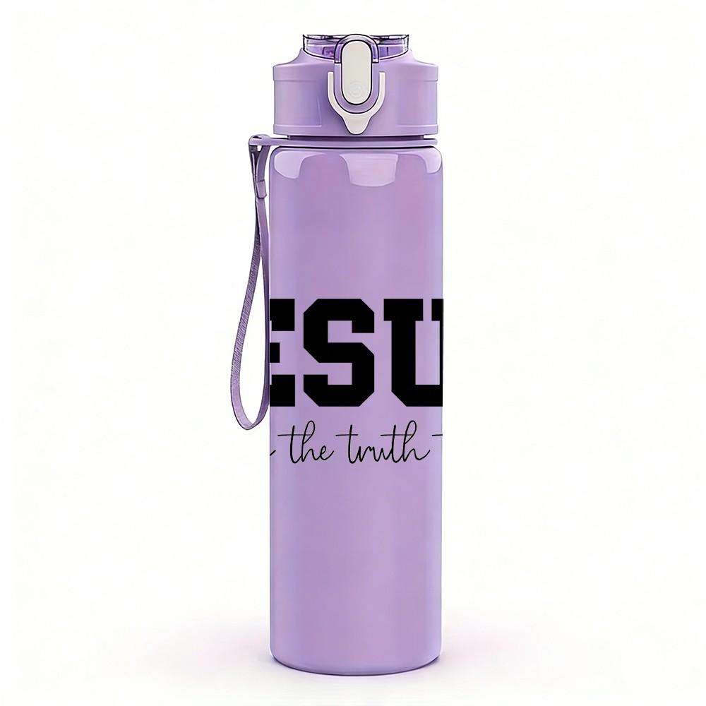 1PC Jesus The Way Truth Life 750ml Color Plastic Sports Water Bottle Leakproof Flip Straw Lid Suitable for Sports Office Home Use