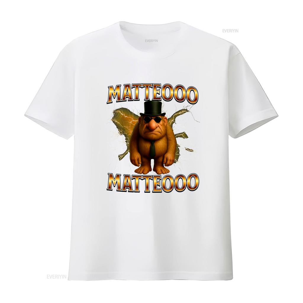 Matteo Funny Italian Brainrot Meme T Shirt Classic Adult S 4XL Unique Design with Lightning and Stylish Character Print