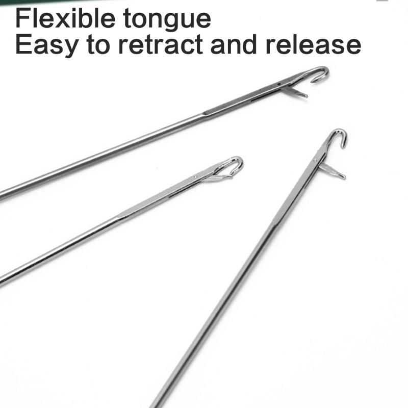 Long Hook Needle Threader For Elastic Bands Easy Quick Insert Metal Threader Sewing Threading Tool For Clothing Handbag