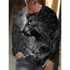 Vintage Lion T Shirt Men 3D Print Lion Graphic T Shirts Men Long Sleeve T-Shirt Mens Clothing Casual Loose Men's Clothing Tops