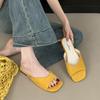 Fashion Fashion Square Toe Ladies Flats Slippers Sandals Shoes Summer Beach Female Slides Women Flats Slippers Shoes