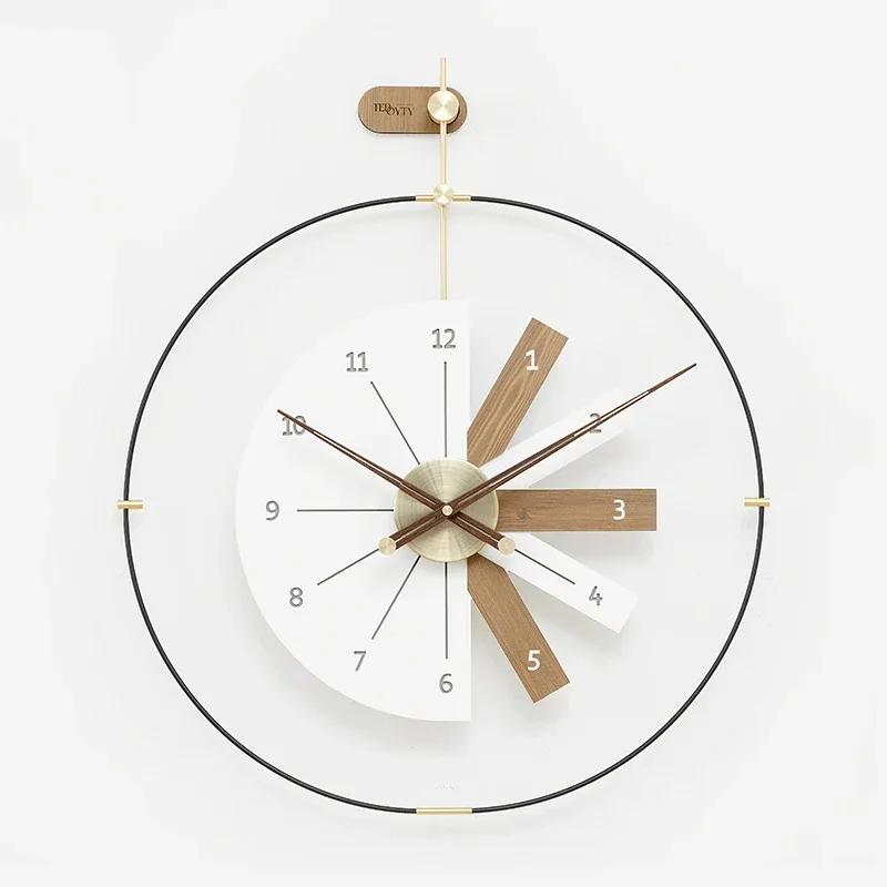 

Nordic Living Room Wall Clock Bedroom Quartz Creative Decorative Wooden Wall Clock Modern Design Metal Arte De Pared Home F1O9W9