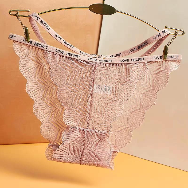 

Сексуальные кружевные прозрачные трусики женские с двойным ремешком и низкой талией Thong182 one size розовый