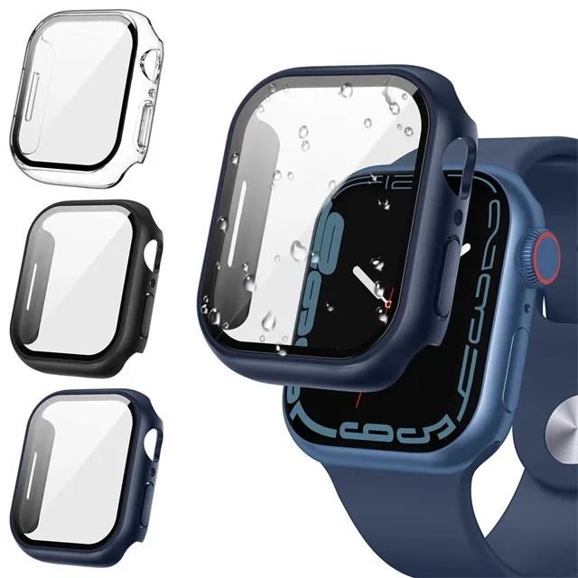 3 Pack Tempered Glass Cover for Apple Watch Screen Protector Case 9 8 7 6 5 4 3 SE 40MM 41mm 46mm 45mm 10 42mm 38mm Accessories 7