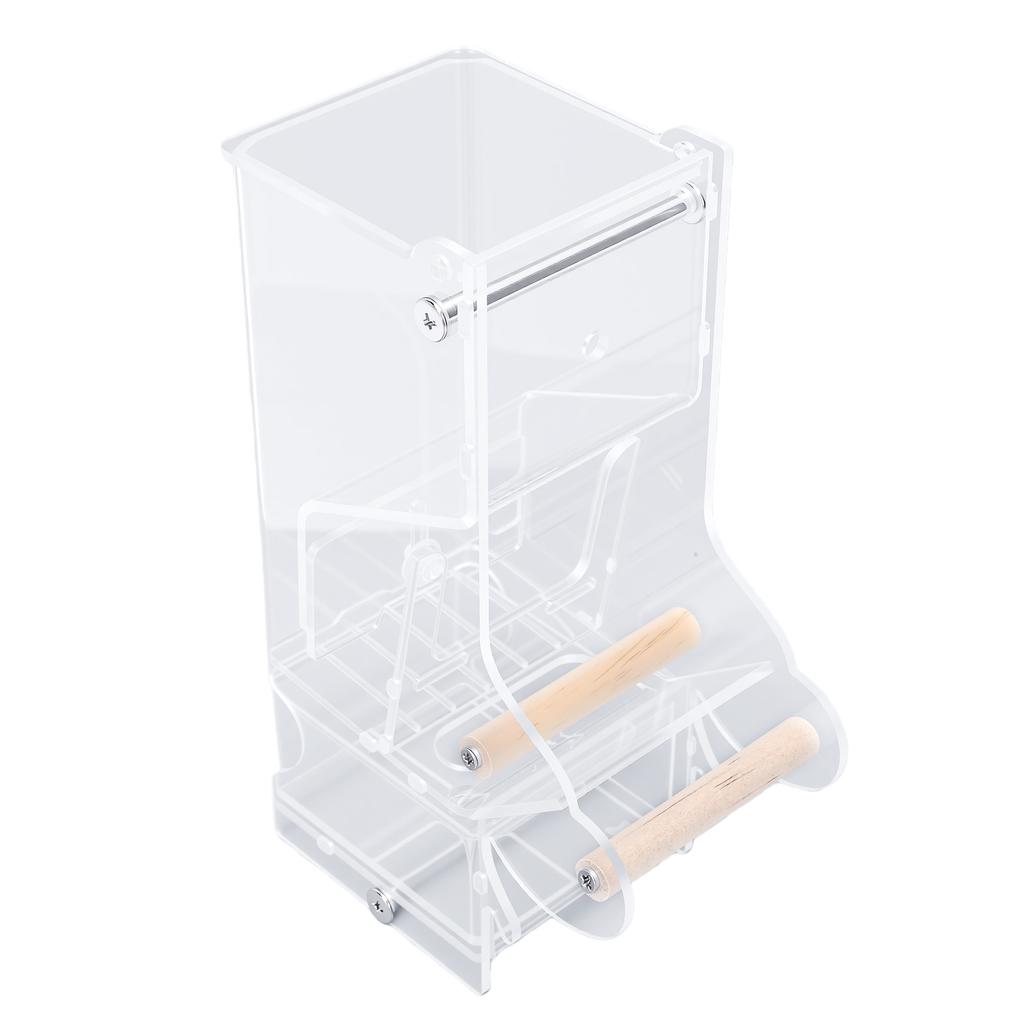 No Mess Bird Cage Feeder Transparent Automatic Parrot Feeder Food Container with Perch for Small Medium Birds