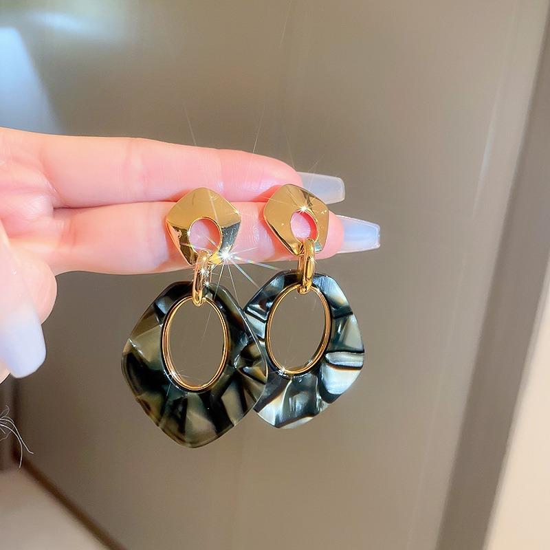 Real Gold Electroplated Silver Needle Leopard Print Star Circle Earrings European and American Trend Design Earrings Temperament Atmosphere Earrings