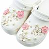 16PCS Shoe Charms Set Alloy Black White Cherry Blossom Pearls Shoe Decorations Buckle for Sandals Clogs DIY Accessories Gifts