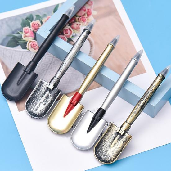 Ballpoint Pen with Push-Button Core Extraction 0.5mm Black Ink Smooth Writing Non-Smudge Shovels Shape Smooth Writing