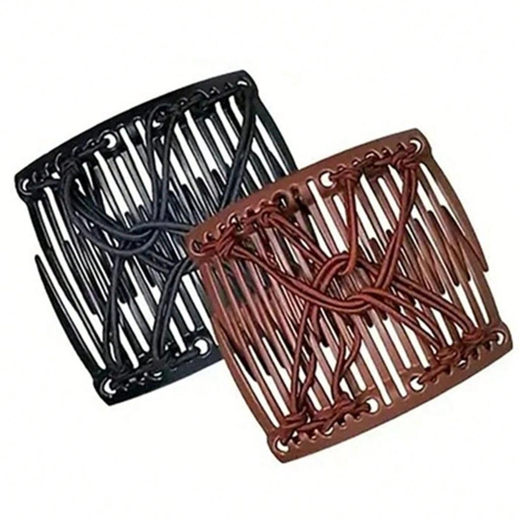 2 Pieces of Fashionable and Elegant Magic Combs Suitable for Women's Accessories, Adjustable Elastic Double Comb Hair Clips Suitable for Th