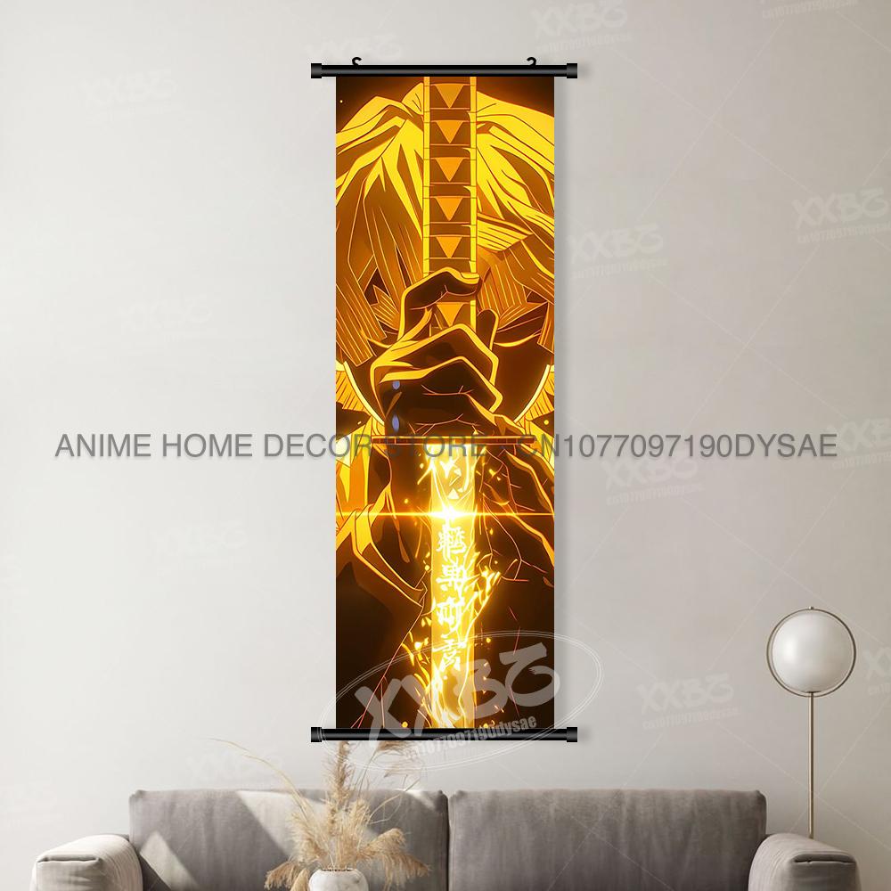 Demonen doder:Kimetsu No Yaiba Posters Canvas Huisdecoratie Anime Hangende Schilderijen Wandkunst Kamer Decoratie Schilden Afbeeldingen (as the picture,25x75cm(10x30inch))