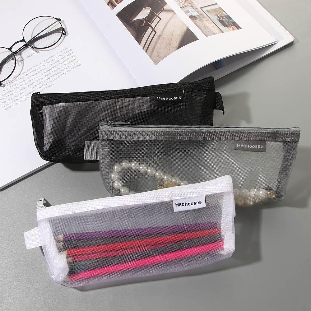 Office Supplies Simple Pen Box Transparent Pencil Bag Pen Bag Case Pencil case Mesh Pencil Case