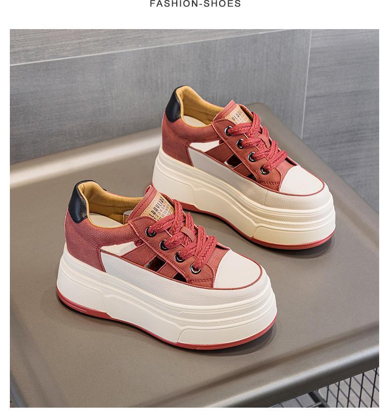 Fashion Summer new hollowed out interior height increasing casual sandals for women with sloping heels simple comfortable women's shoes