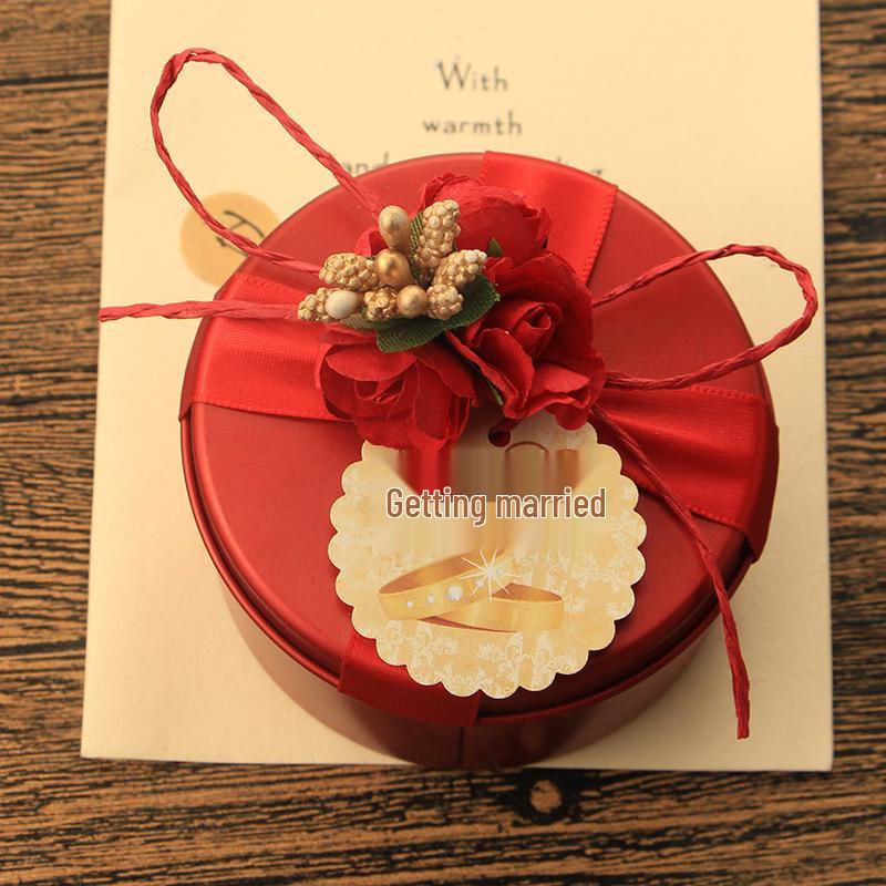 High-End Creative Wedding Candy Tin Gift Box - Elegant Finished Packaging for Favors