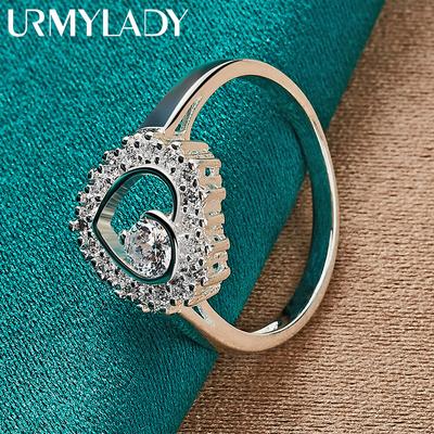 925 Sterling Silver Love Zircon 7 8 9 10 Prsten pro ženy milující módní kouzlo Šperky